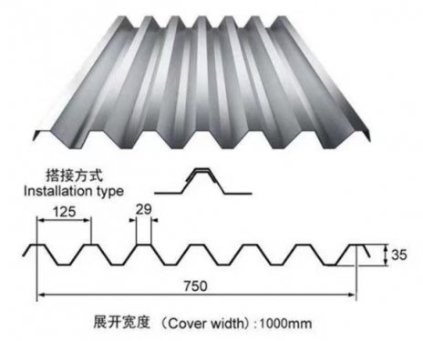 NS-002 Trapezoidal sheet profile drawing